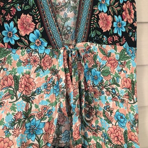 R Vivimos Dress Sz 4/6 Wrap Dress Swim Coverup Cottagecore Boho Floral New - Picture 2 of 8